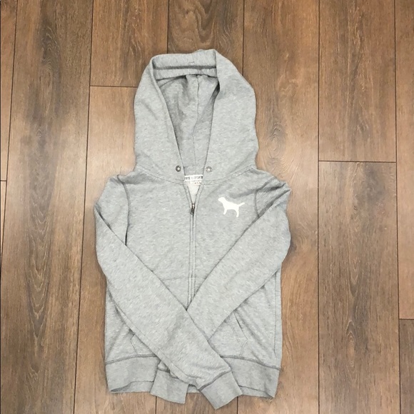 PINK Victoria Secret Grey Hoodie Size M - Picture 2 of 7